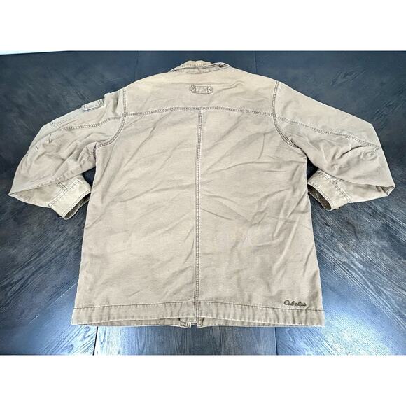 Vtg Cabelas Jacket Beige Field Chore Coat Sherpa Fleece Lined Canvas XL Tall - Picture 16 of 16